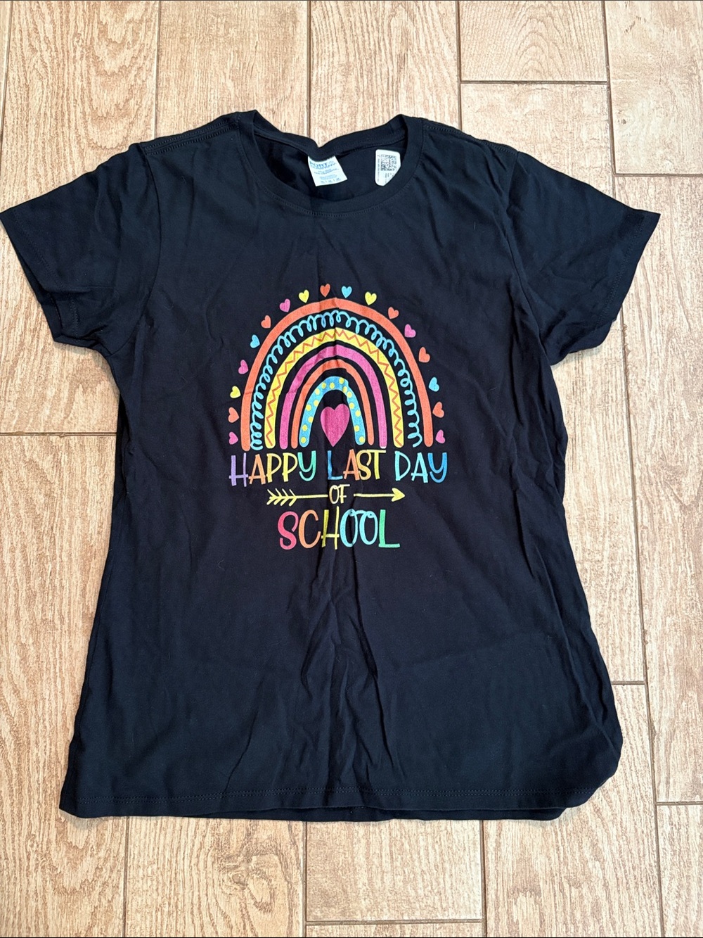 Black 'Happy Last Day of School' Graphic Tee - Rainbow Design